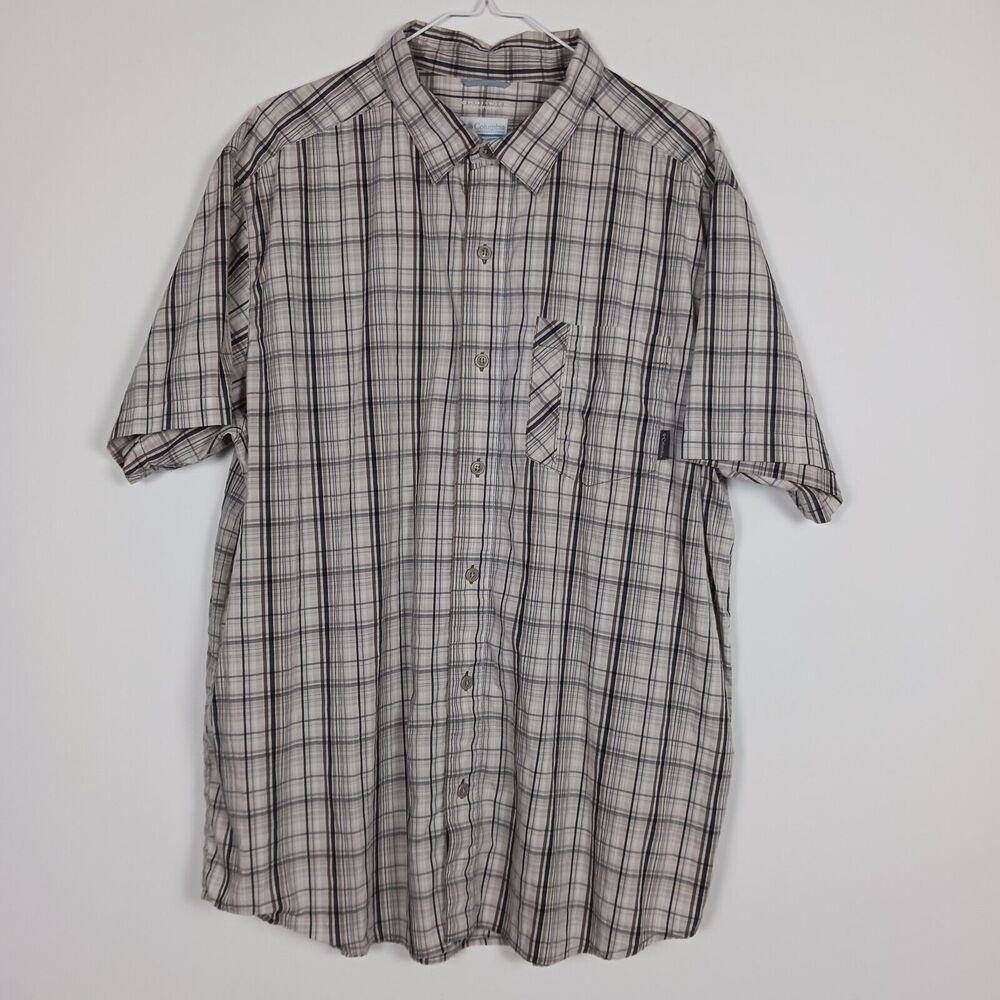 Columbia Men XL Omni-Wick Short Sleeve Button Up Shirt Plaid Pre-owned
